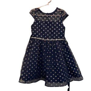 Girls Holiday Dress - Navy Blue - 5